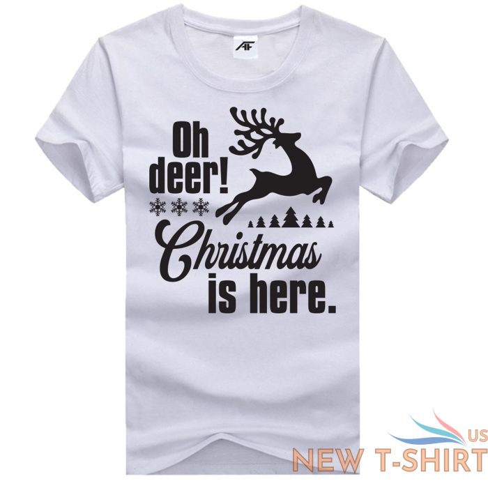 ladies oh deer christmas is here printed t shirt womens crew neck xmas party top 6.jpg