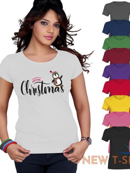 ladies penguin merry christmas xmas t shirt girls crew neck xmas novelty top 0 1.jpg