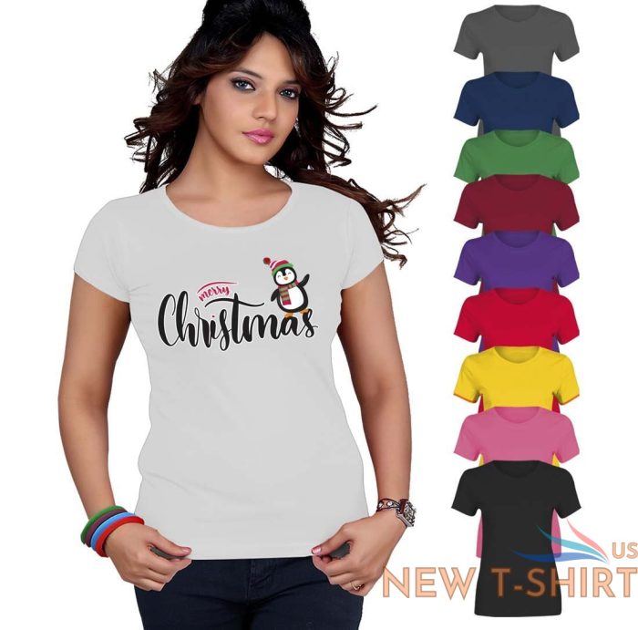 ladies penguin merry christmas xmas t shirt girls crew neck xmas novelty top 1 1.jpg