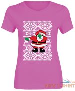 ladies santa dabbing xmas printed t shirt girls crew neck short sleeve top 2.jpg