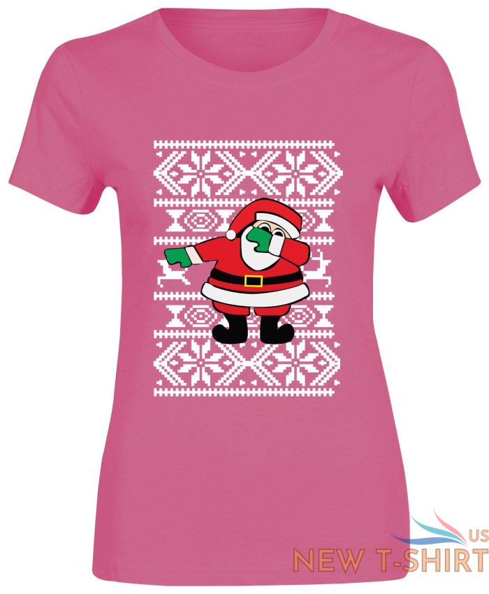 ladies santa dabbing xmas printed t shirt girls crew neck short sleeve top 5.jpg