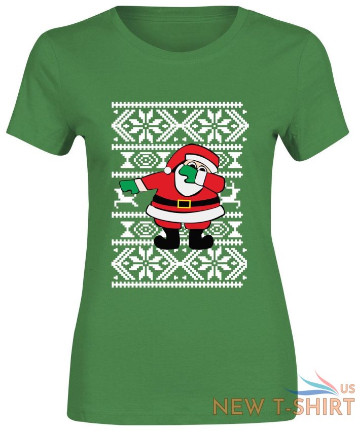 ladies santa dabbing xmas printed t shirt girls crew neck short sleeve top 6.jpg