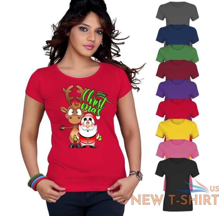 ladies santa reindeer merry christmas t shirt womens xmas party grift top 0.jpg