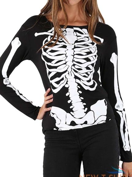 ladies womens halloween costume skeleton bones fancy dress party tee top t shirt 1.jpg