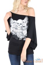 ladies womens halloween costume skeleton bones fancy dress party tee top t shirt 2.jpg