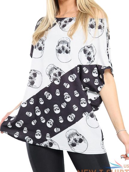 ladies womens halloween multi skull baggy short sleeve oversized tee t shirt top 1.jpg