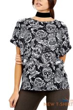 ladies womens halloween printed turn up cap sleeve baggy basic t shirt tee top 3.jpg