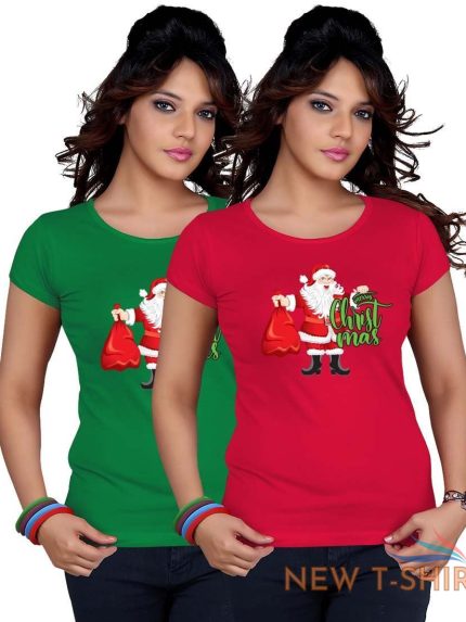 ladies xmas santa gift printed t shirt girls merry christmas short sleeve cotton 0.jpg