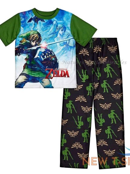 legend of zelda pajamas boys size 6 7 8 t shirt set nintendo game link girls nwt 0.jpg