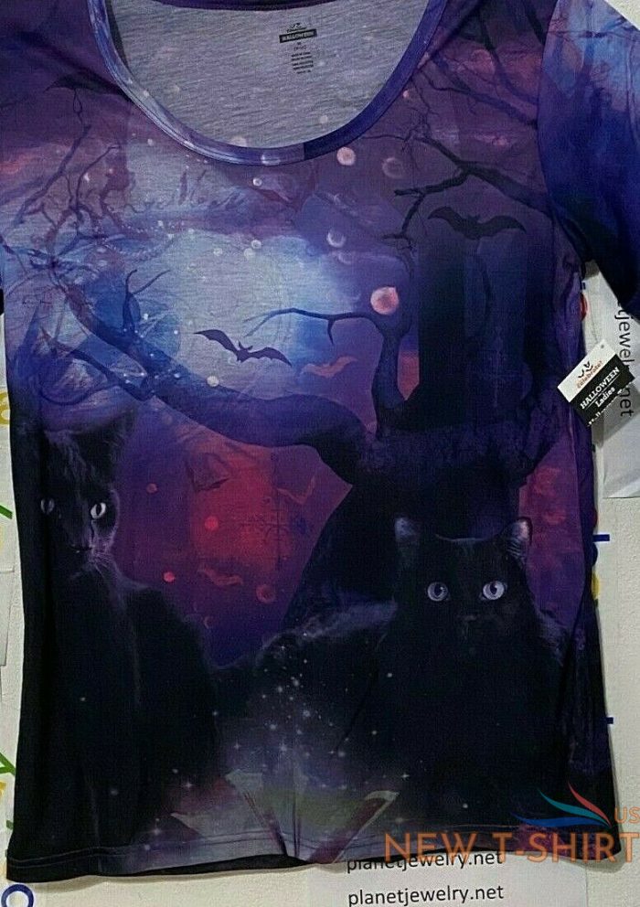 magical meows black cats halloween print polyester tee women s size m l xl nwt 1.jpg