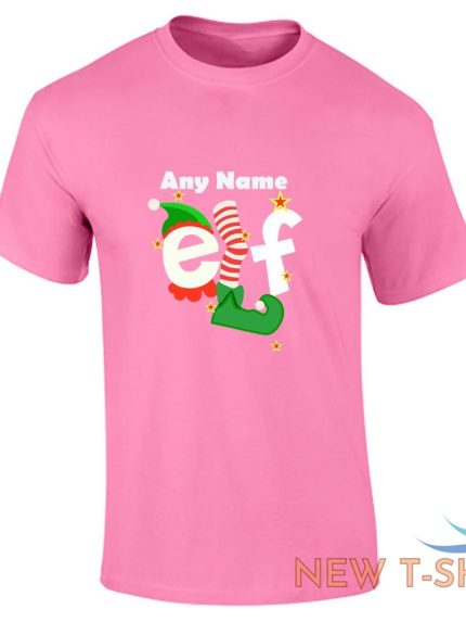 mens any name elf christmas print short sleeve casual wear boys cotton tee lot 1.jpg