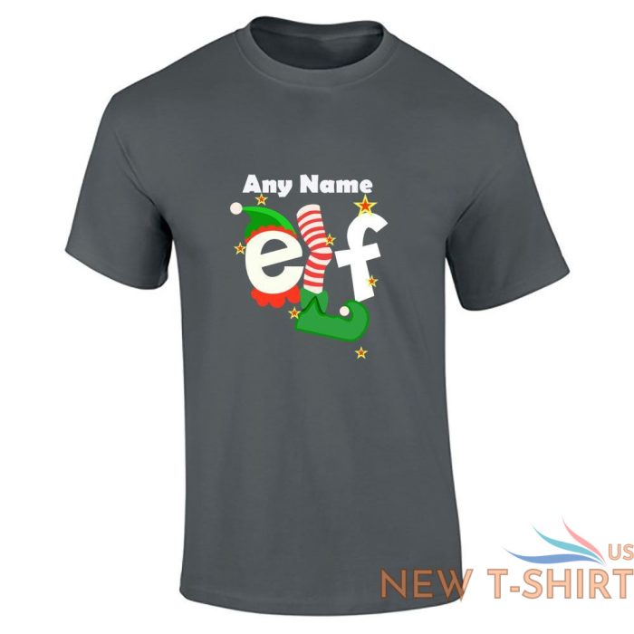 mens any name elf christmas print short sleeve casual wear boys cotton tee lot 3.jpg