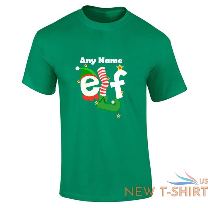 mens any name elf christmas print short sleeve casual wear boys cotton tee lot 4.jpg