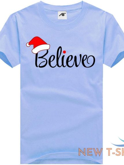 mens believe print christmas t shirt childrens cute santa hat gift top tees 0.jpg