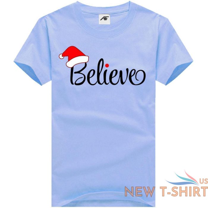 mens believe print christmas t shirt childrens cute santa hat gift top tees 0.jpg