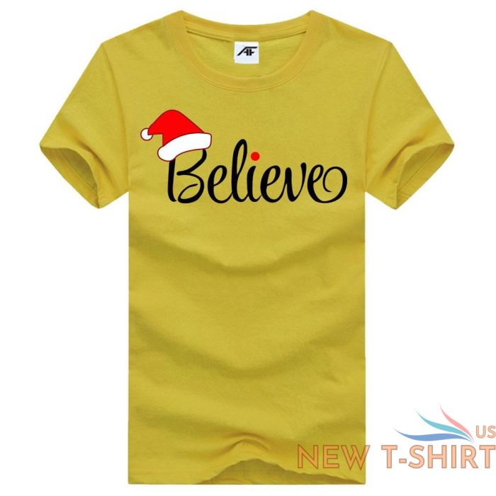 mens believe print christmas t shirt childrens cute santa hat gift top tees 7.jpg