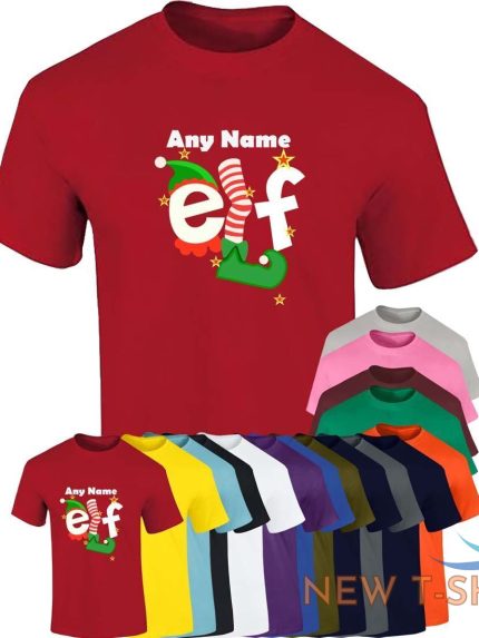 mens boys any name elf christmas printed t shirt 0.jpg