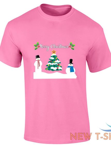 mens boys christmas snowman tree printed t shirt short sleeve xmas top 1.jpg