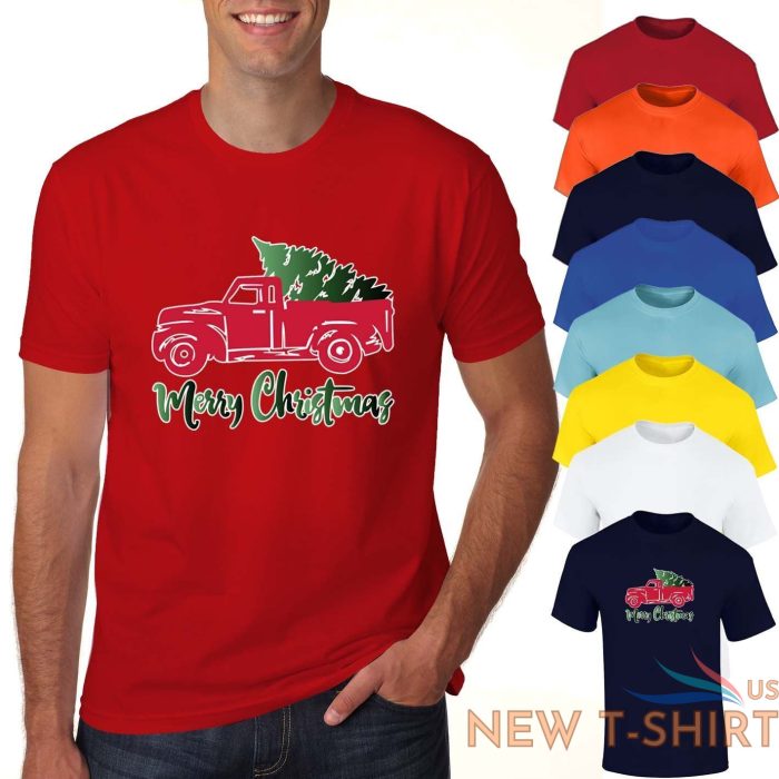 mens boys merry christmas tree car printed t shirt 0.jpg