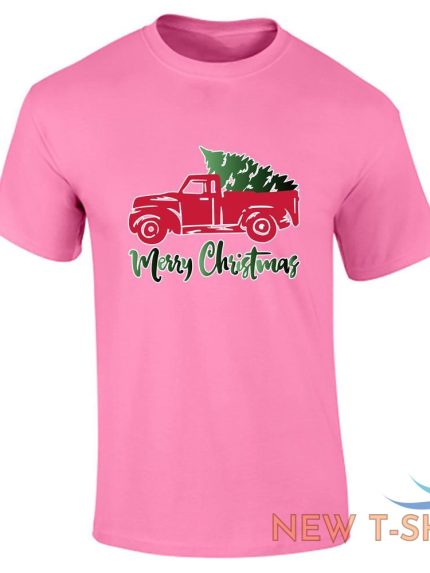 mens boys merry christmas tree car printed t shirt 1.jpg