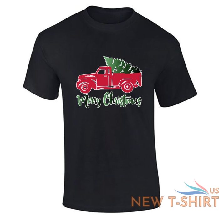mens boys merry christmas tree car printed t shirt 2.jpg