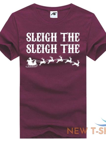 mens boys sleigh the printed t shirt christmas novelty short sleeve top tees 0.jpg