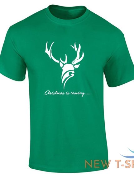 mens reindeer christmas is coming print t shirt crew neck cotton top tees 1.jpg