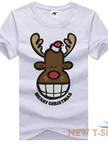 mens sad deer xmas printed t shirt boys short sleeve novelty party top tees 0.jpg