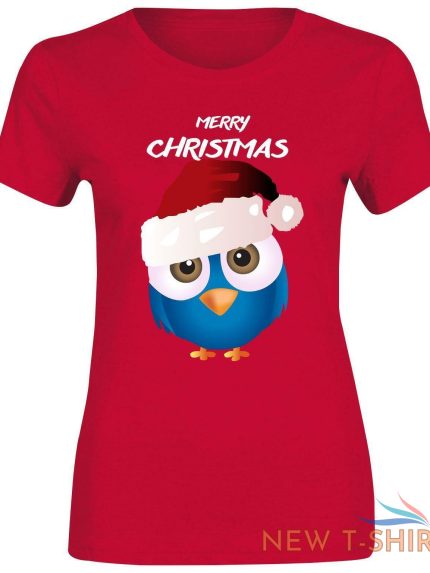 merry christmas bird print t shirt girls ladies xmas short sleeve top cotton tee 0.jpg
