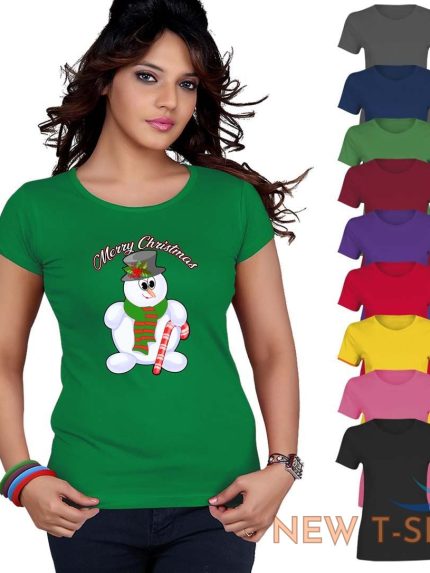 merry christmas snowman xmas top printed tshirt womens short sleeve tee 1.jpg