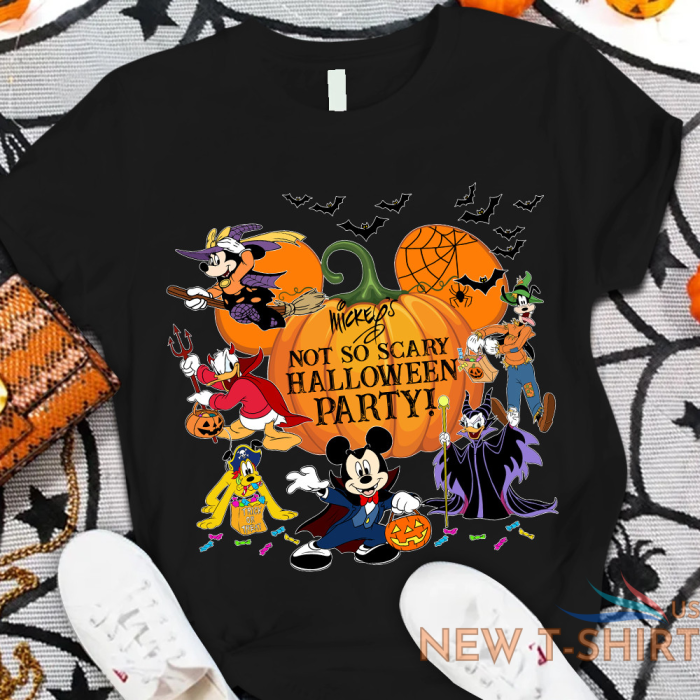 mickey and friends pumpkin not so scary halloween party tshirt women 1.png