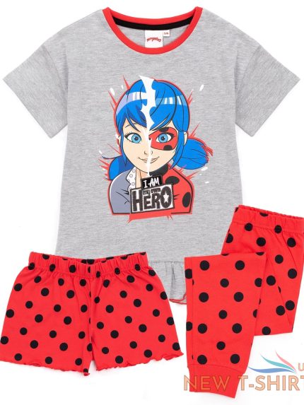 miraculous pyjamas girls ladybug superhero t shirt long or shorts pjs 0.jpg