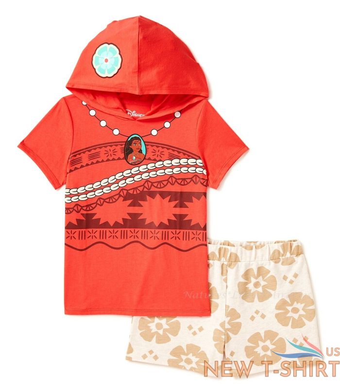 moana disney princess hoodie shirt shorts set outfit costume hood size 4 6 8 nwt 0.jpg