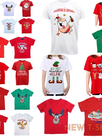 new kids christmas xmas t shirt tee tops 100 cotton boys girls gift red white 0.jpg