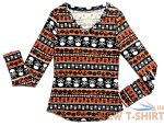 no boundaries womens halloween skull bones pumpkin v neck tee juniors m 7 9 0.jpg