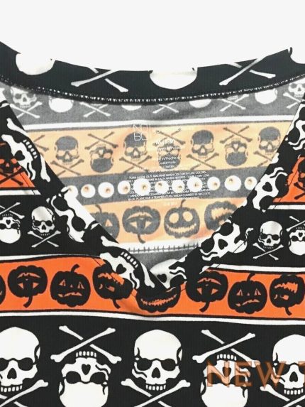 no boundaries womens halloween skull bones pumpkin v neck tee juniors m 7 9 1.jpg