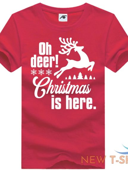 oh deer christmas is here printed t shirt mens boys crew neck short sleeve tees 0.jpg