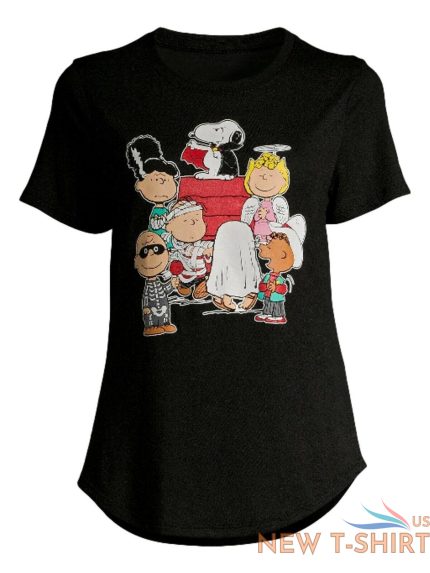 peanuts junior women s black charlie brown halloween t shirt snoopy tee shirt 0.jpg