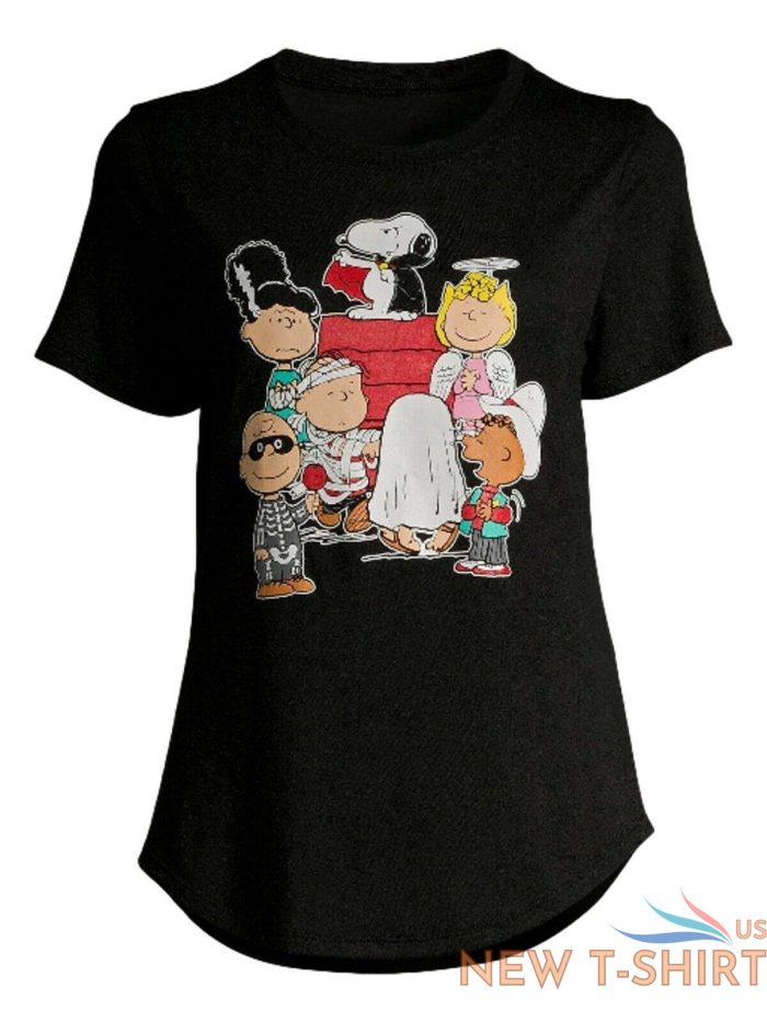 peanuts junior women s black charlie brown halloween t shirt snoopy tee shirt 0.jpg