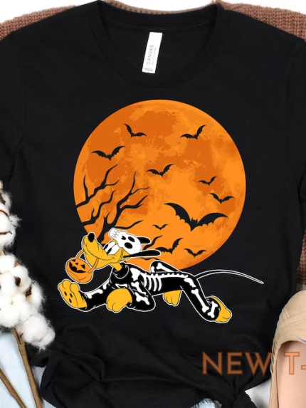 pluto skeleton halloween costume full moon bats halloween tshirt women 0.png