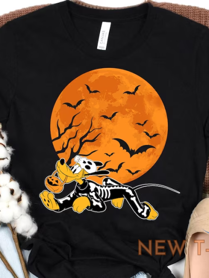 pluto skeleton halloween costume full moon bats halloween tshirt women 1.png