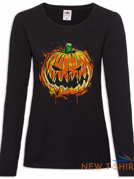 pumpkin head women s long sleeve t shirt halloween witch black magic pumpkin face 0.jpg