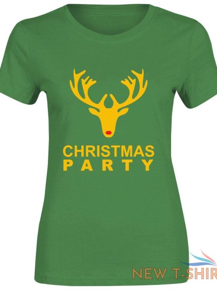 reindeer christmas party print t shirt cotton tee girls women short sleeve top 0.jpg