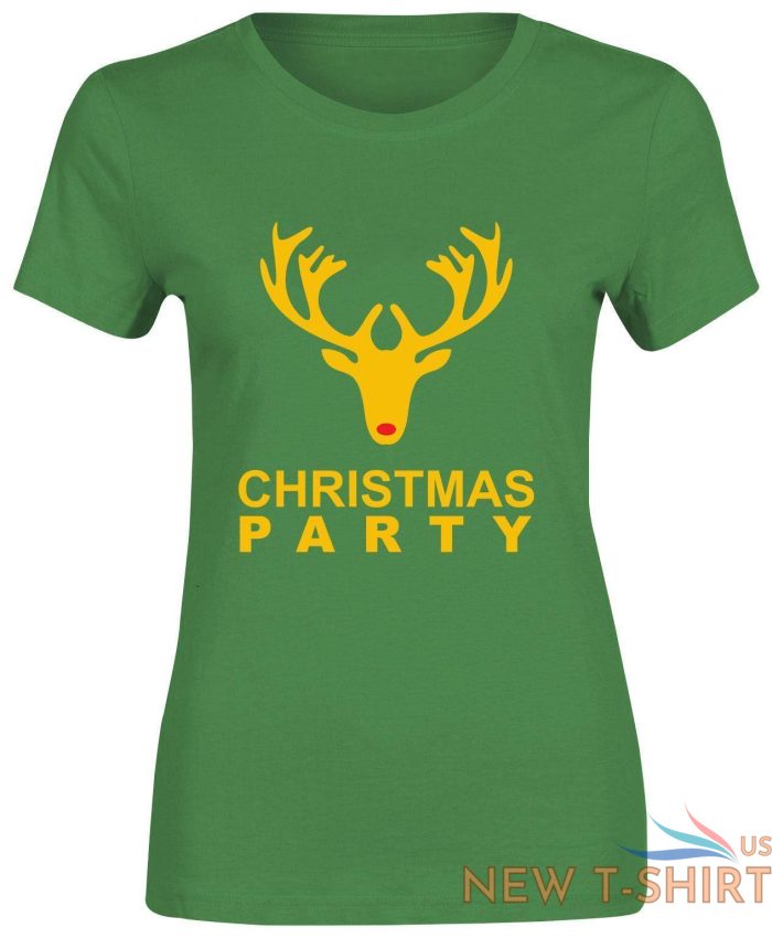 reindeer christmas party print t shirt cotton tee girls women short sleeve top 0.jpg