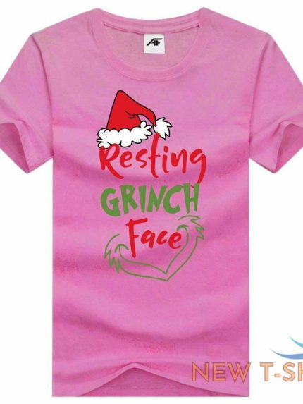 resting grinch face print womens christmas t shirt girls short sleeve xmas shirt 0.jpg