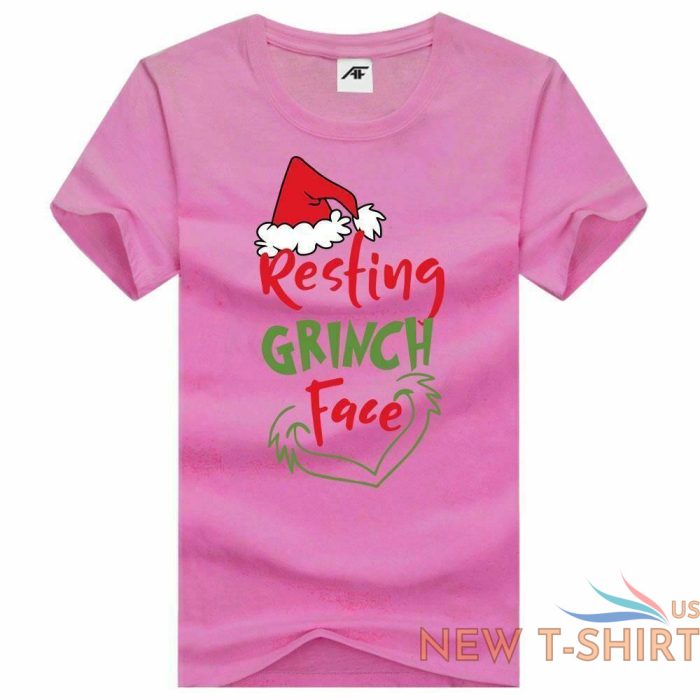 resting grinch face print womens christmas t shirt girls short sleeve xmas shirt 0.jpg