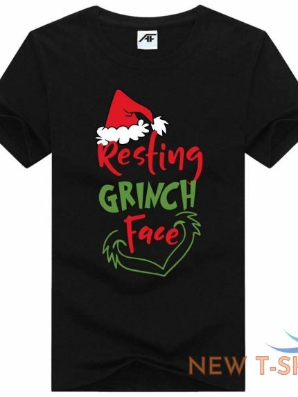 resting grinch face print womens christmas t shirt girls short sleeve xmas shirt 1.jpg
