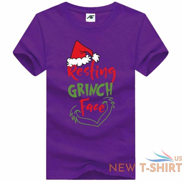 resting grinch face print womens christmas t shirt girls short sleeve xmas shirt 9.jpg