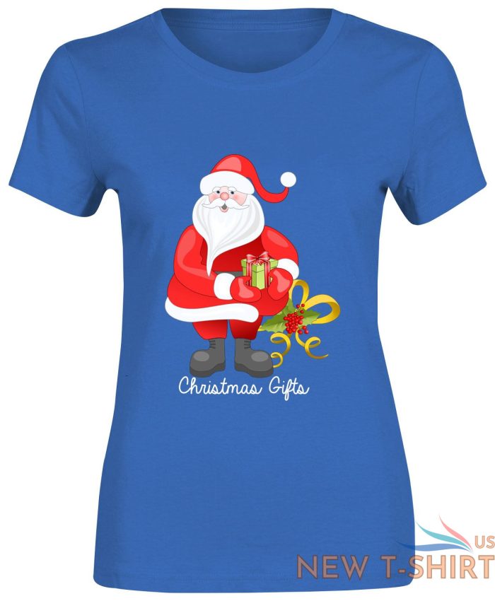 santa christmas gifts print tshirt girls womens short sleeve cotton tee gym lot 5.jpg