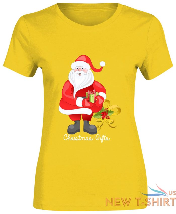 santa christmas gifts print tshirt girls womens short sleeve cotton tee gym lot 8.jpg